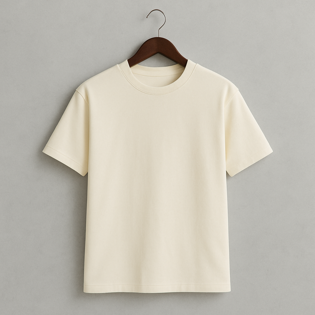 Camiseta 230GSM Oversized Spandex Hueso Claro