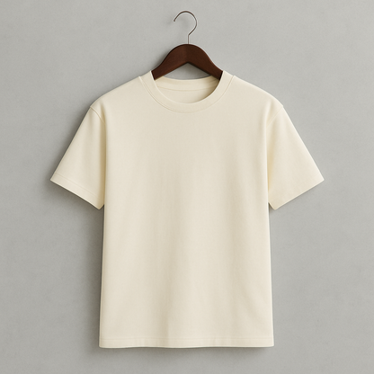 Camiseta 230GSM Oversized Spandex Hueso Claro