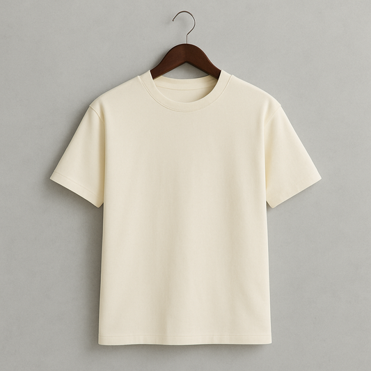 Camiseta 230GSM Oversized Spandex Hueso Claro