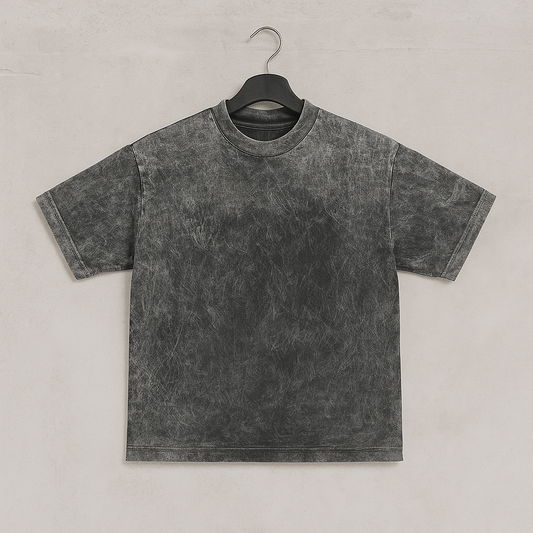 Camiseta 250GSM Oversized Gris Acid Wash