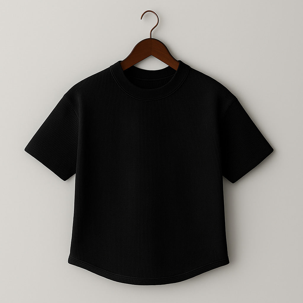 Camiseta 185GSM Waffle Negro