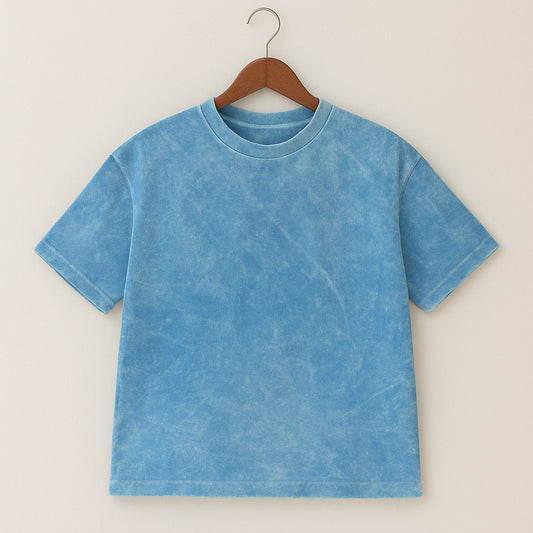 Camiseta 250GSM Oversized Acid Wash Azul