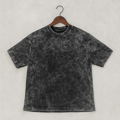 Camiseta 250GSM Oversized Negro Acid Wash