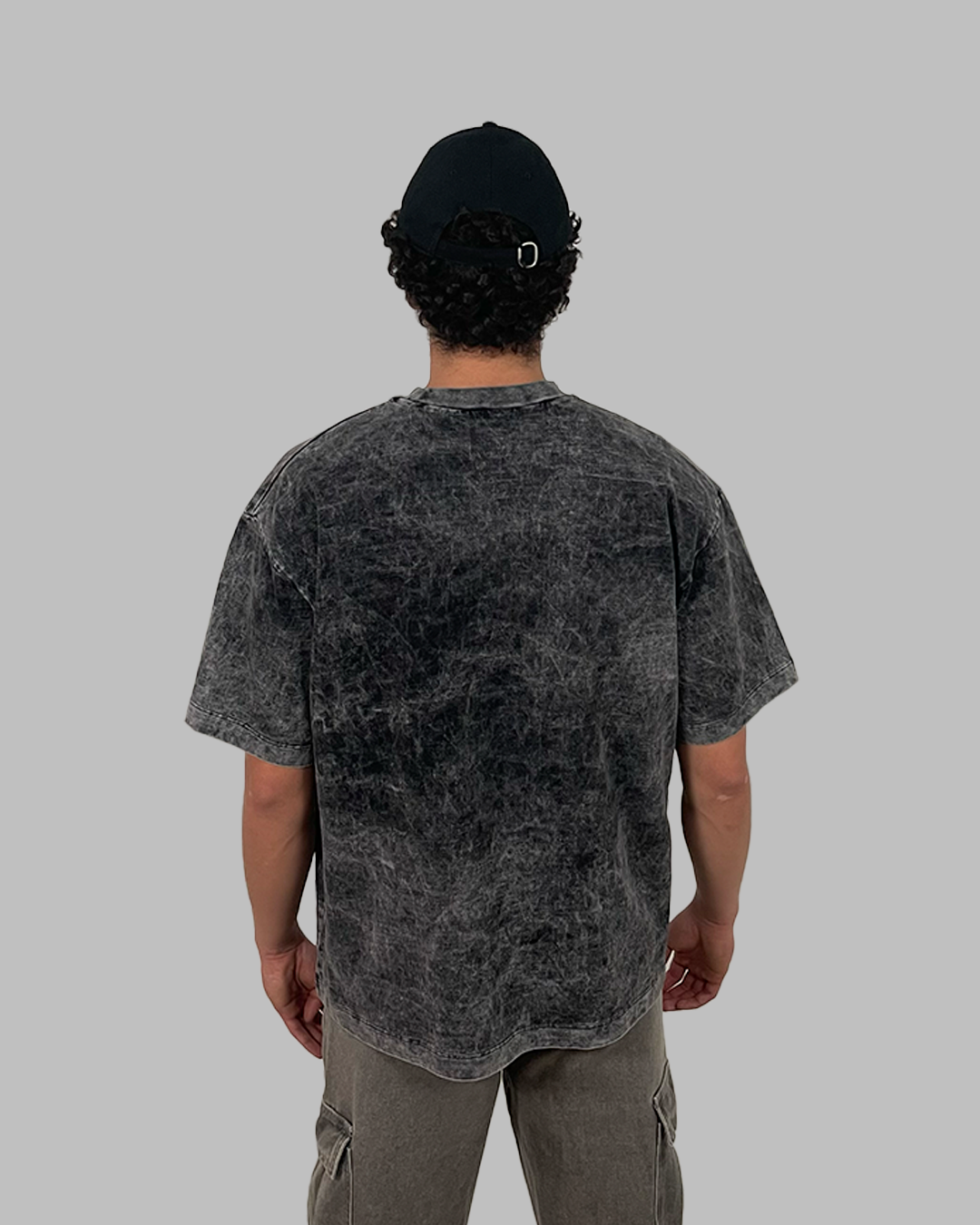 Camiseta 250GSM Oversized Gris Acid Wash