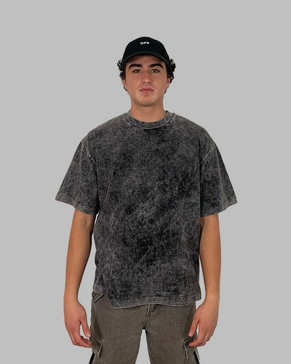 Camiseta 250GSM Oversized Gris Acid Wash